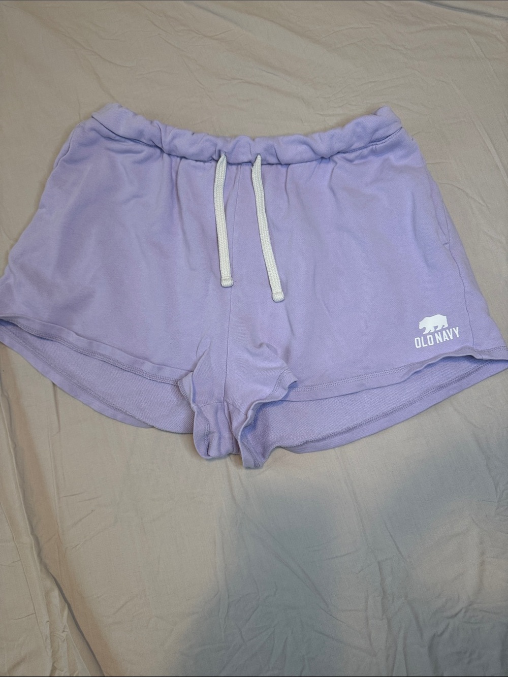 Old Navy Lavender Athletic Lounge Shorts with Pale Yellow Drawstring